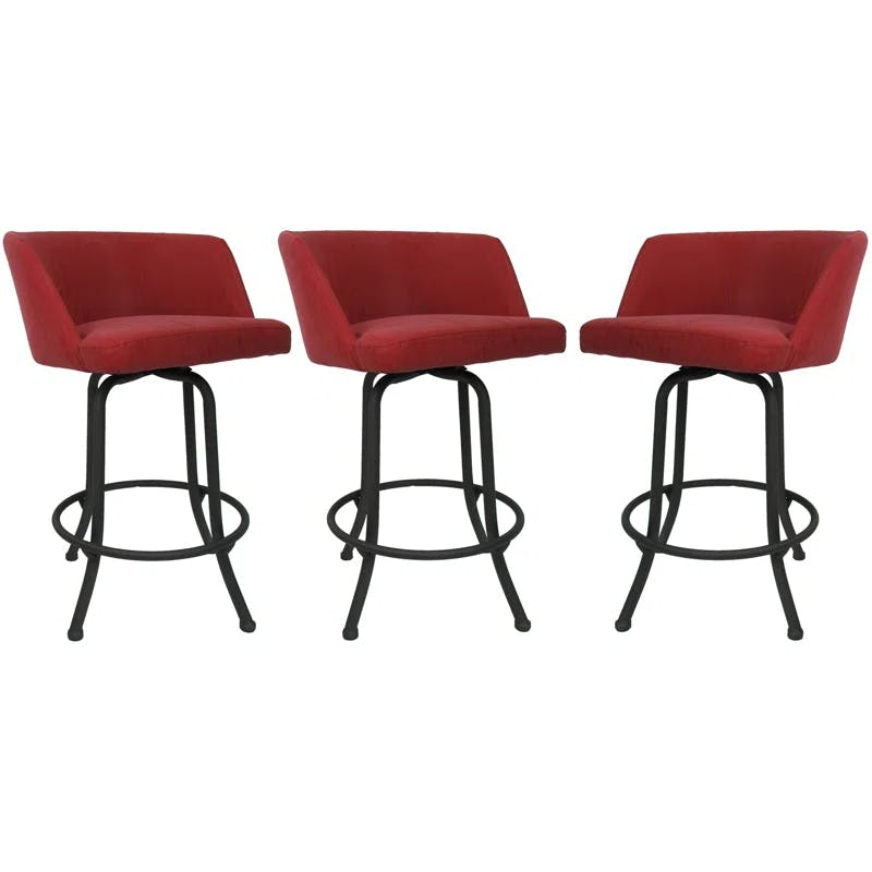 Joey Swivel 30'' Bar Stool with Ruby Red Upholstery & Gray Frame