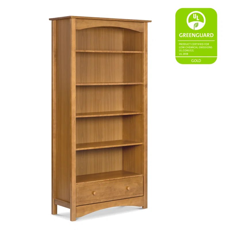 Espresso Adjustable 75'' Kids Bookcase with Spacious Drawer