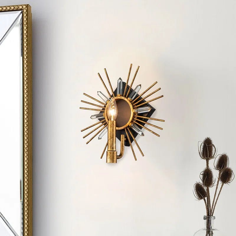 Sun King Gold Leaf Direct Wired 1-Light Wall Sconce
