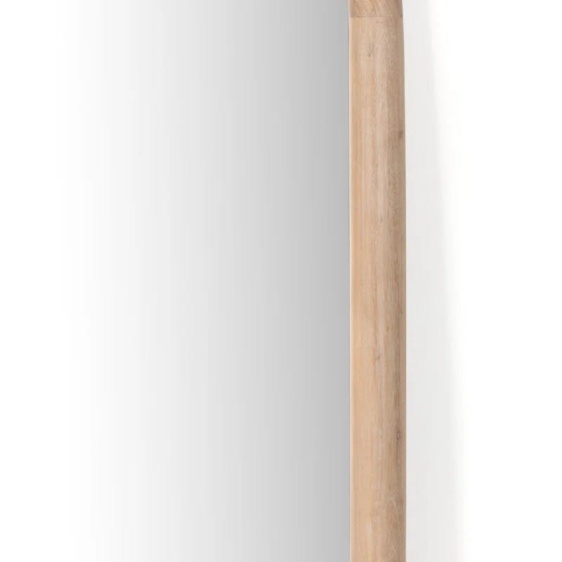 Elegant Full-Length Whitewash Acacia Wood Rectangular Mirror