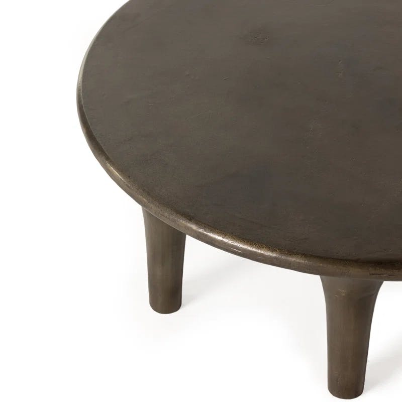Marlow Collection 48" Round Aged Bronze Metal Coffee Table