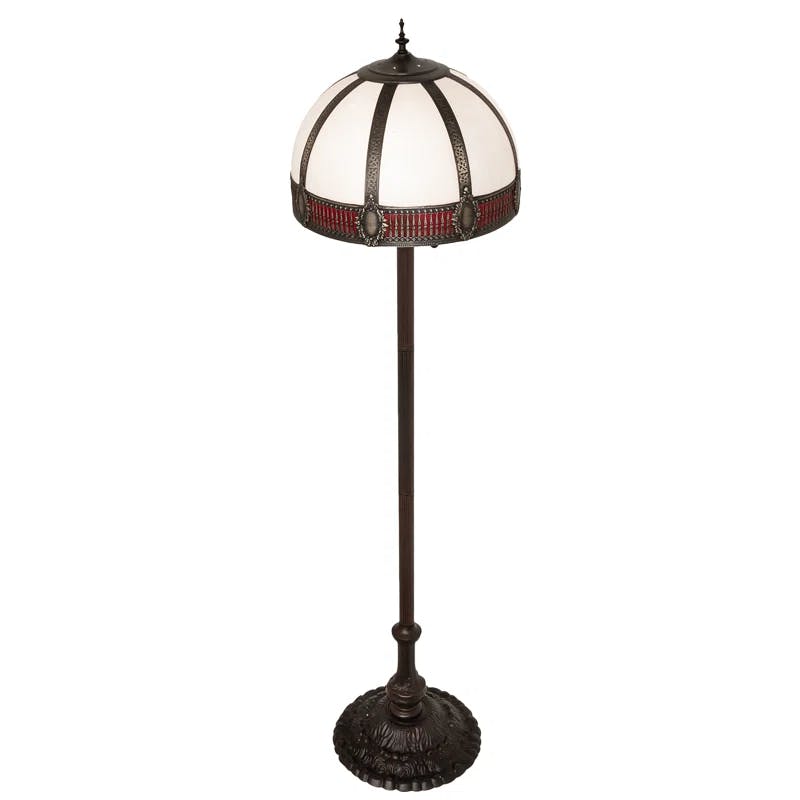 Gothic Charm 62'' Mahogany Bronze Floor Lamp with Ruby White Glass