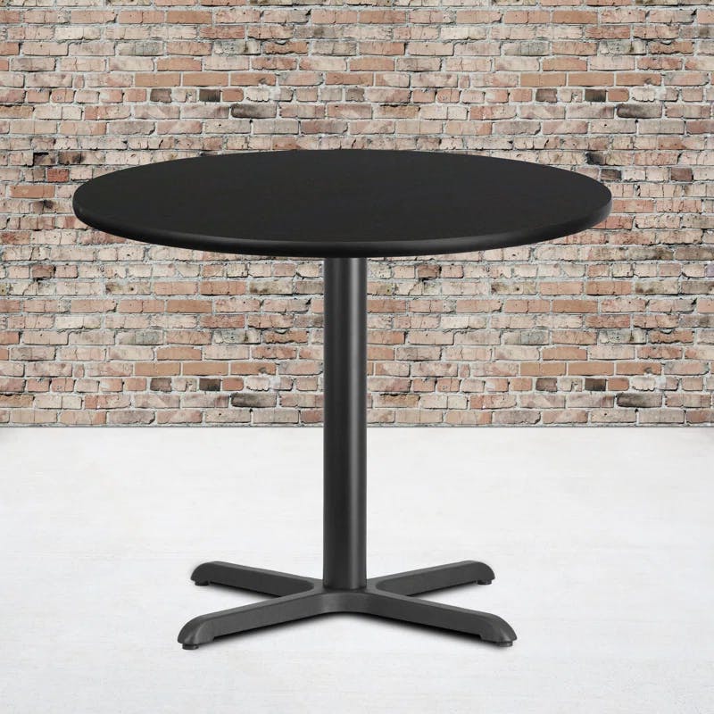Contemporary Scandinavian 36" Round Black Laminate Dining Table