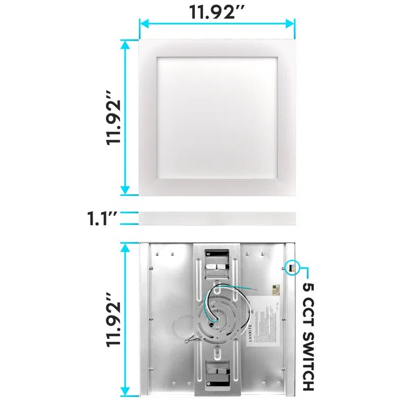 Modern 12x12 Inch LED Flush Mount Ceiling Light, 5-Color Selectable