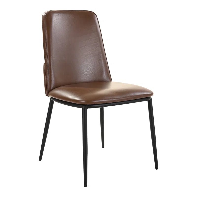 Douglas Modern High-Back Brown Leather Dining Chair