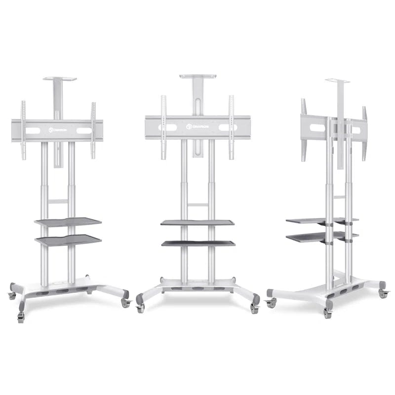 Sleek White Rolling TV Stand for 50" Screens with Adjustable Shelves