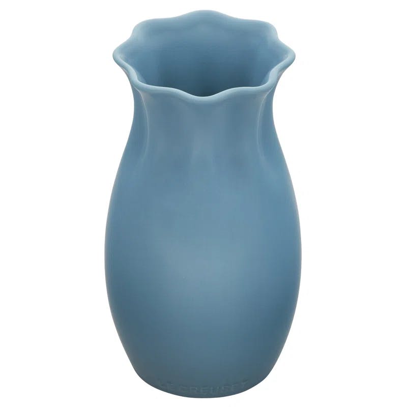 Elegant Round Ceramic Table Vase in Caribbean Blue