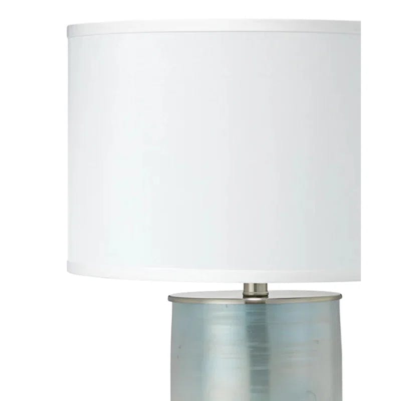 Opal White Silk Shade 3-Way Switch Glass Table Lamp