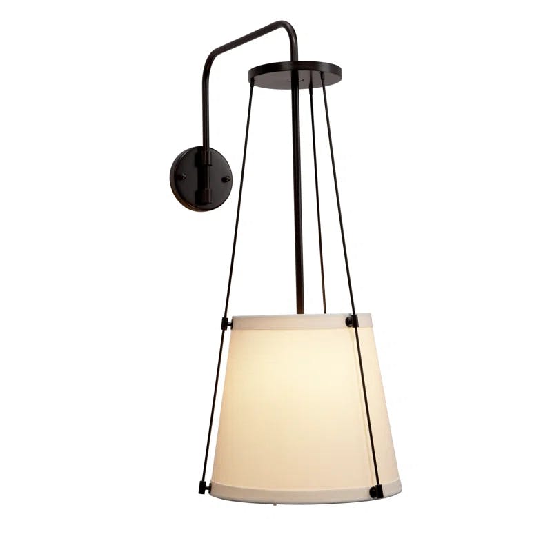 Elegance in Bronze Oil-Rubbed Sconce with Off-White Linen Shade