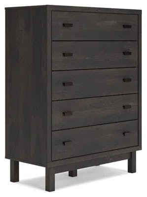 Modern Charcoal Black 5-Drawer Chest with Dovetail Drawers