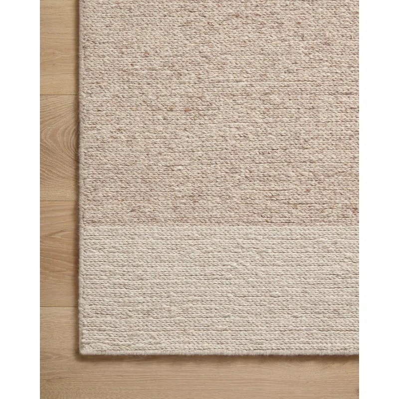 Handmade Transitional Brown Stripe Wool Area Rug 7'9" x 9'9"