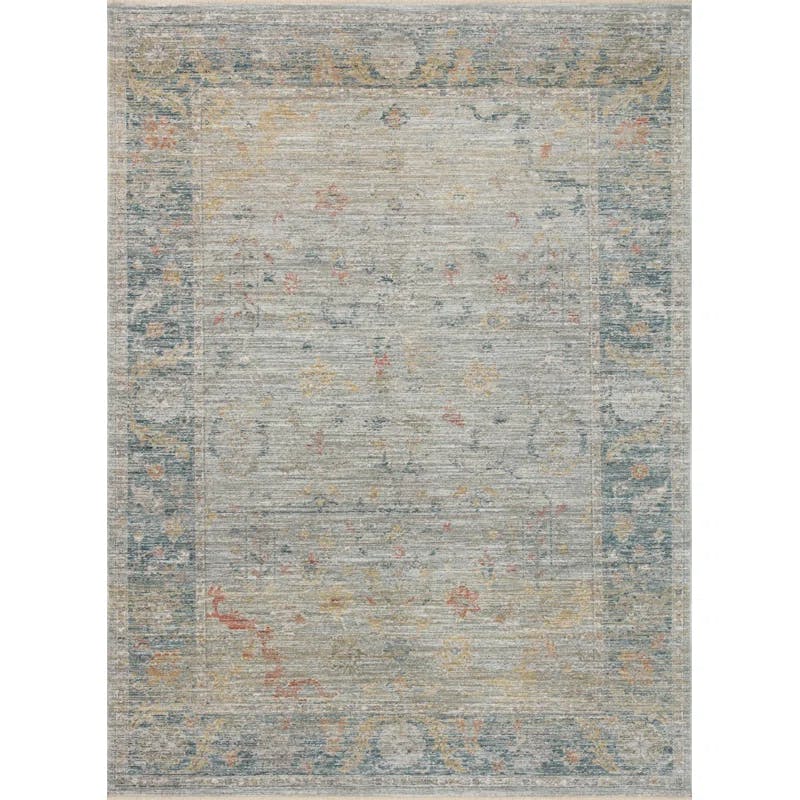 Traditional Floral Slate Gray Synthetic Area Rug 2'3" x 3'10"