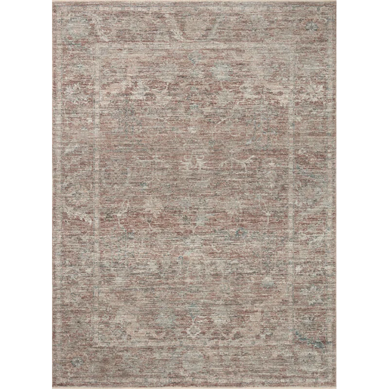 Vintage Floral Red Synthetic 2'3" x 3'10" Traditional Area Rug