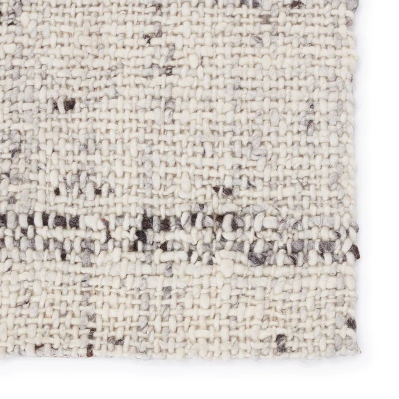 Basket Weave Handwoven Wool Rug 8' x 10' - Gray