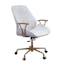 Vintage White Genuine Leather Executive Swivel Chair with Gold Metal Frame