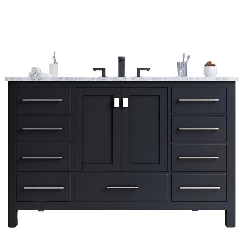 Espresso 42'' Transitional Single Vanity with Carrara Marble Top