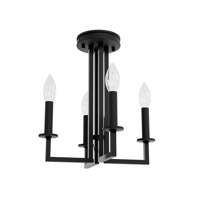 Bearden Mini Black Satin Metal 4-Light Candle Chandelier
