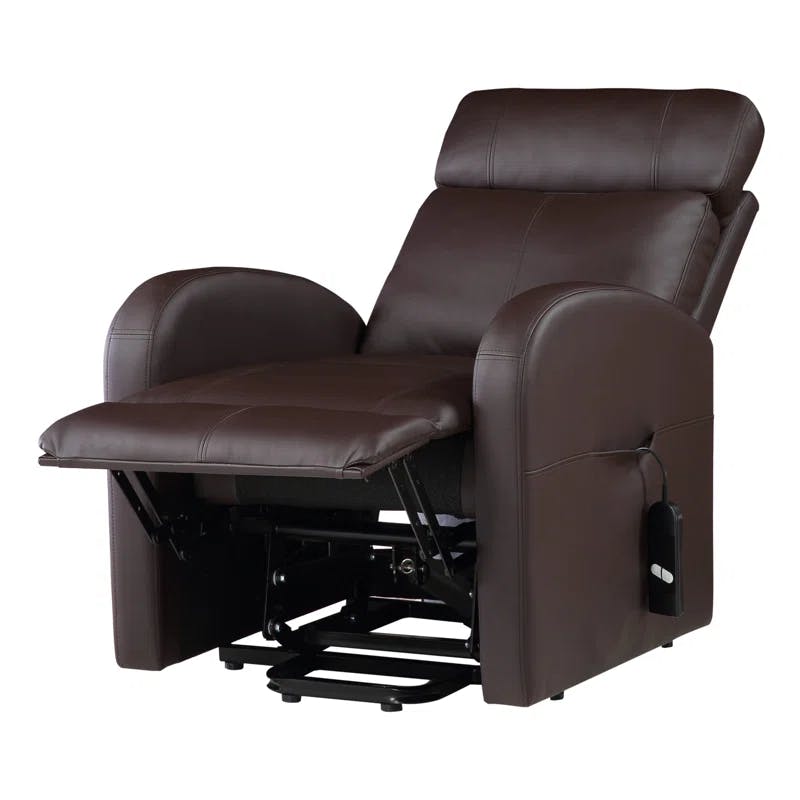 Ricardo Brown Faux Leather Swivel Recliner with Power Lift