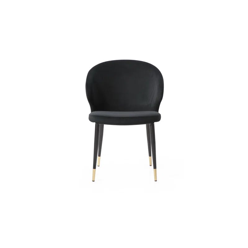Gracie Black Velvet Upholstered Side Chair with Gold Detail