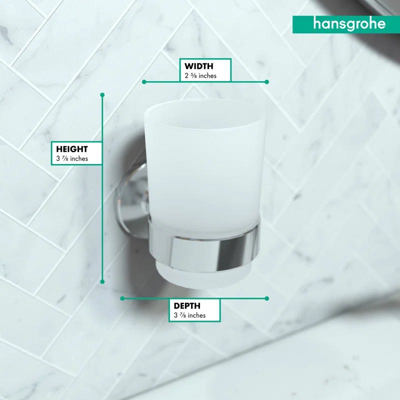 Contemporary Chrome and Glass Wall-Mounted Toothbrush Tumbler