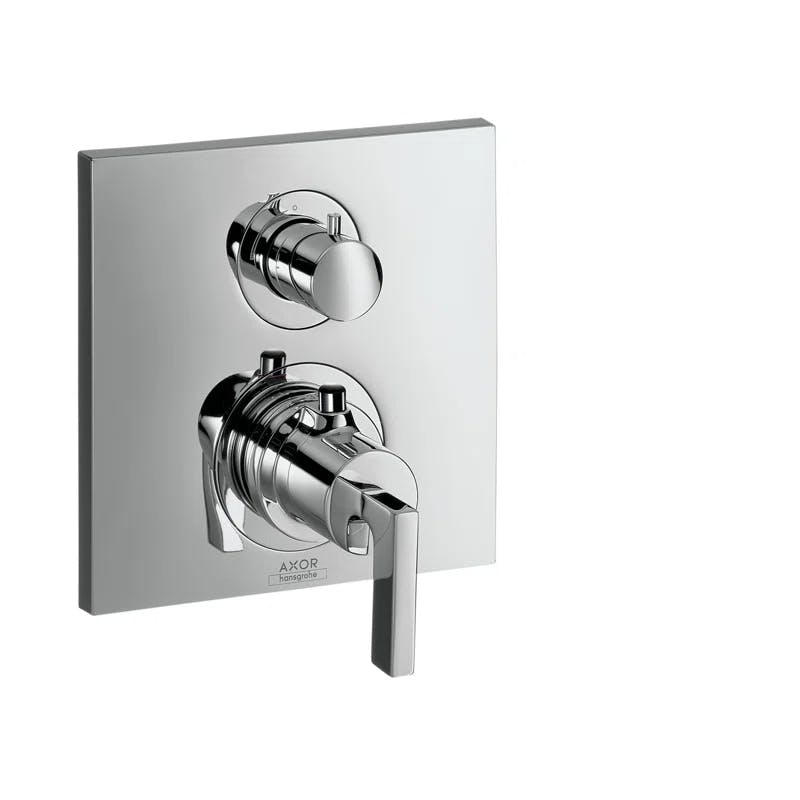 Modern Black Wall-Mounted Thermostatic Shower Trim with Volume Control