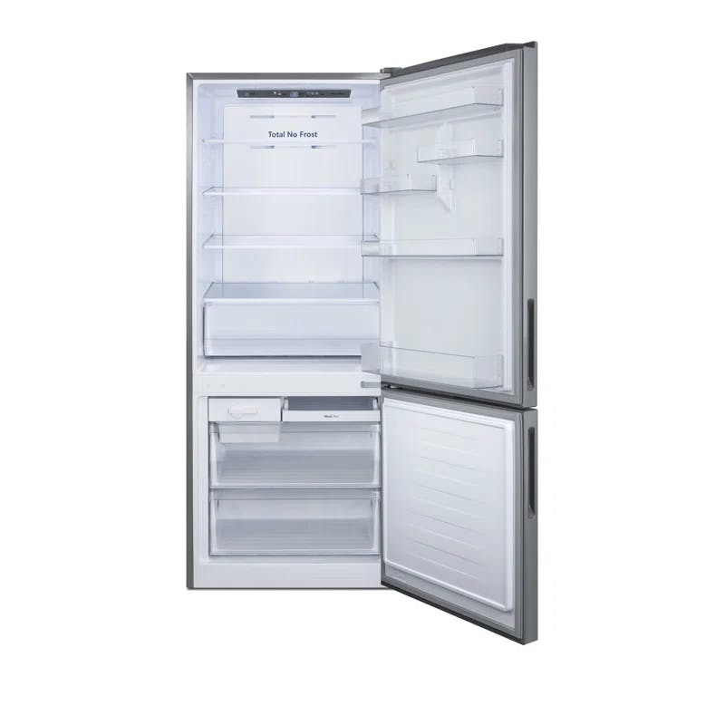 Summit 28" Silver Stainless Steel Smart Energy Star Bottom Freezer Refrigerator