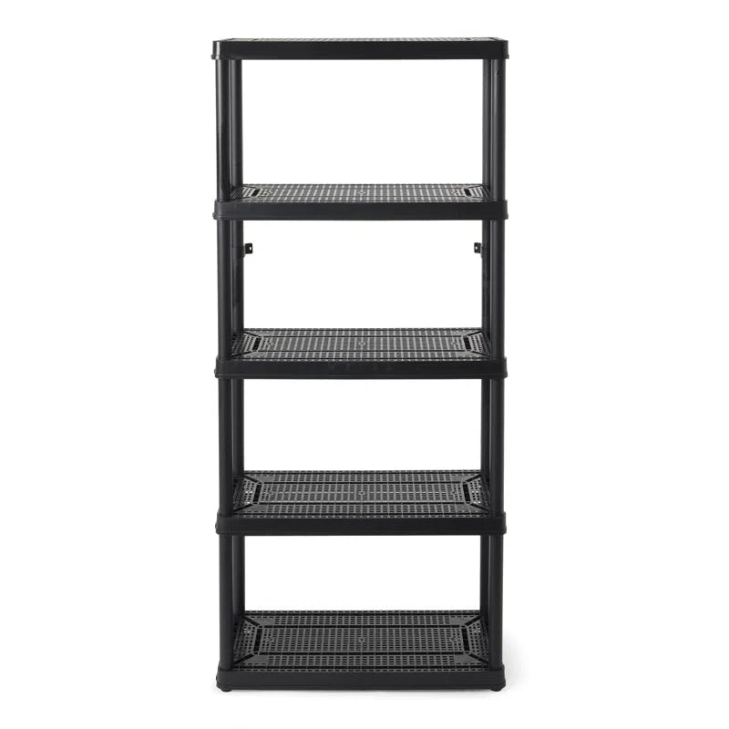 Sleek 5-Shelf Black Plastic Ventilated Storage Organizer, 32"x14"