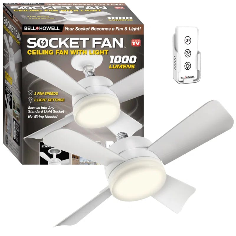 Bright White 6" LED Ceiling Fan with Remote and 4 Blades
