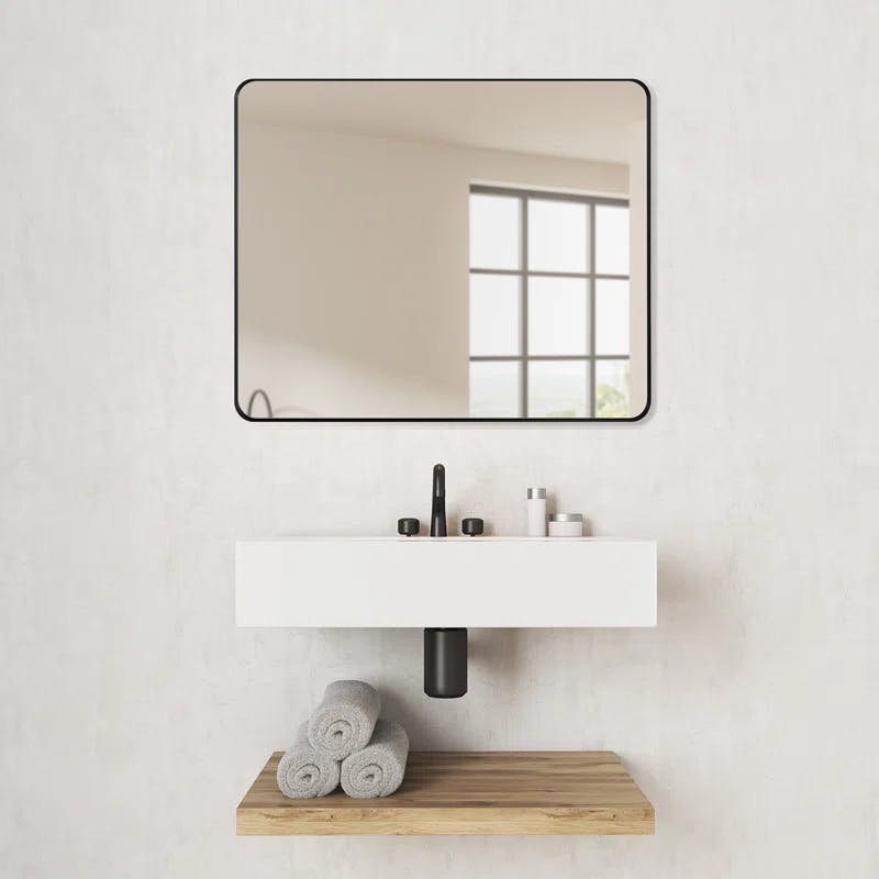 Elegante 36" Rectangular Silver Bathroom Vanity Mirror