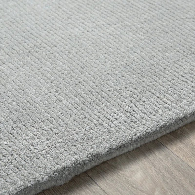 Handcrafted Gray Solid Wool Square 8' Area Rug