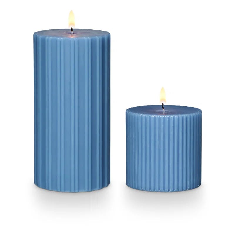 Selin Blue Soy Scented Pillar Candle with Citrus Crush Aroma