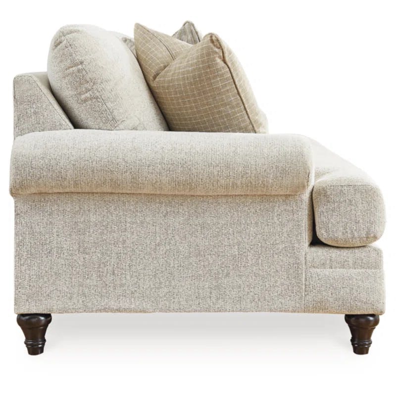 Valerani Beige Chevron 89" Contemporary Sofa with Reversible Cushions