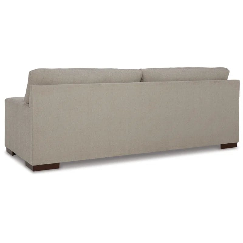 Modern Beige Polyester 96" Stationary Sofa with Reversible Cushions
