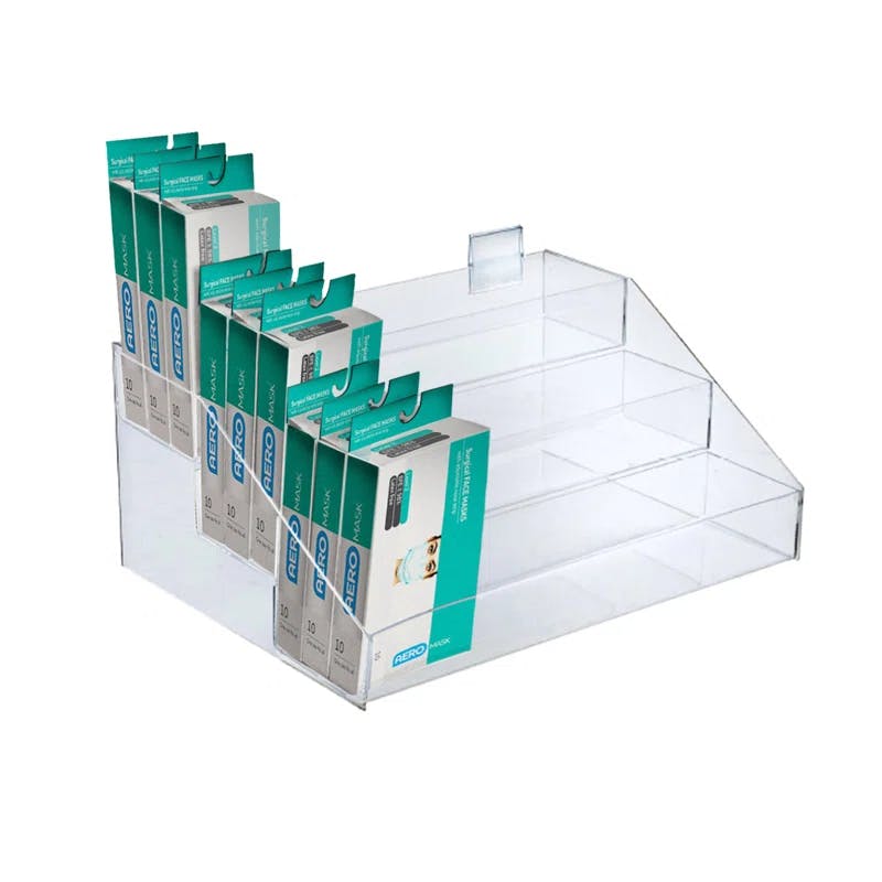 Clear Acrylic 3-Tier Counter Display Rack, 16" Wide