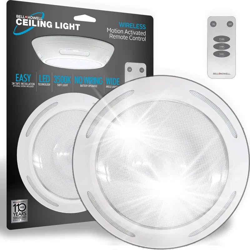 Bell+Howell 3500K Round White LED Wireless Ceiling Light with Remote