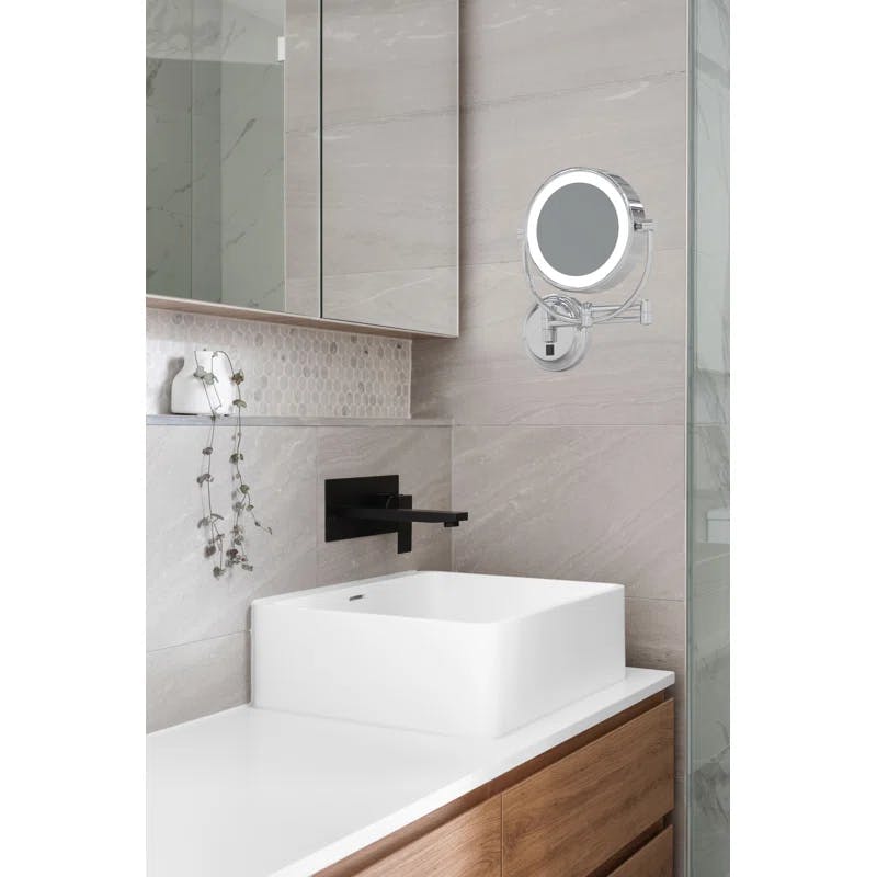 Neo Modern Chrome LED Wall Mounted Magnifying Mirror