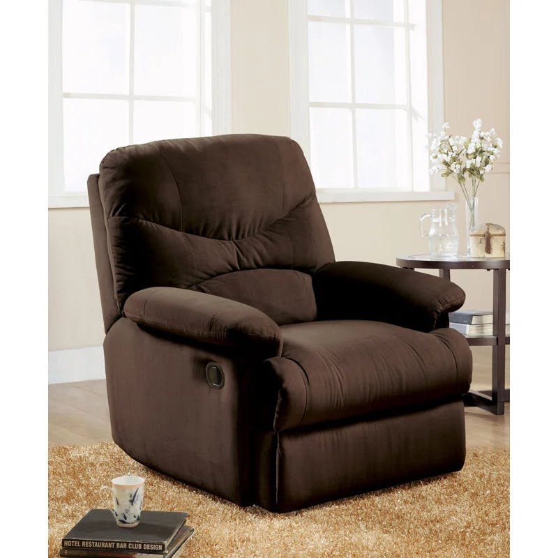 Chocolate Bliss Microfiber Massage Recliner with Manufactured Wood Base