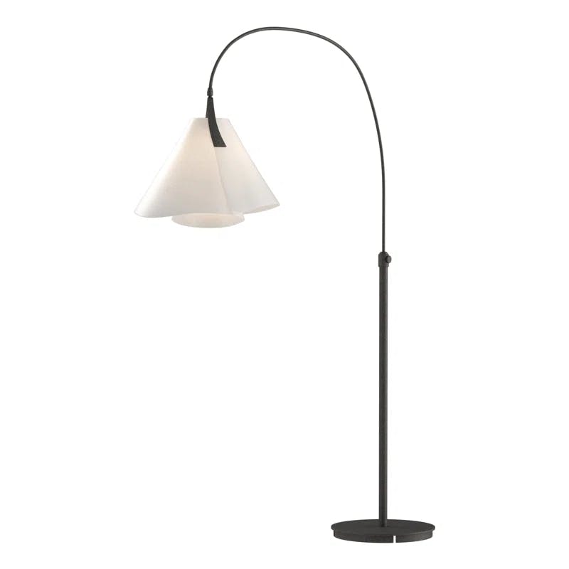 Arc Natural Iron Floor Lamp with Spun Frost Shade