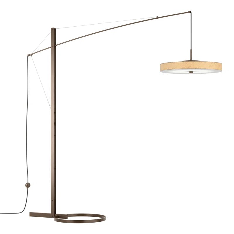 Elegant Arc LED Floor Lamp in Bronze with Cork Shade