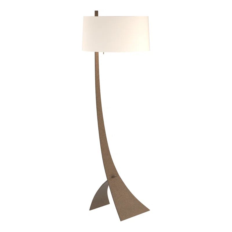 Stasis 58.5" Bronze Floor Lamp with Flax Shade and LED Light