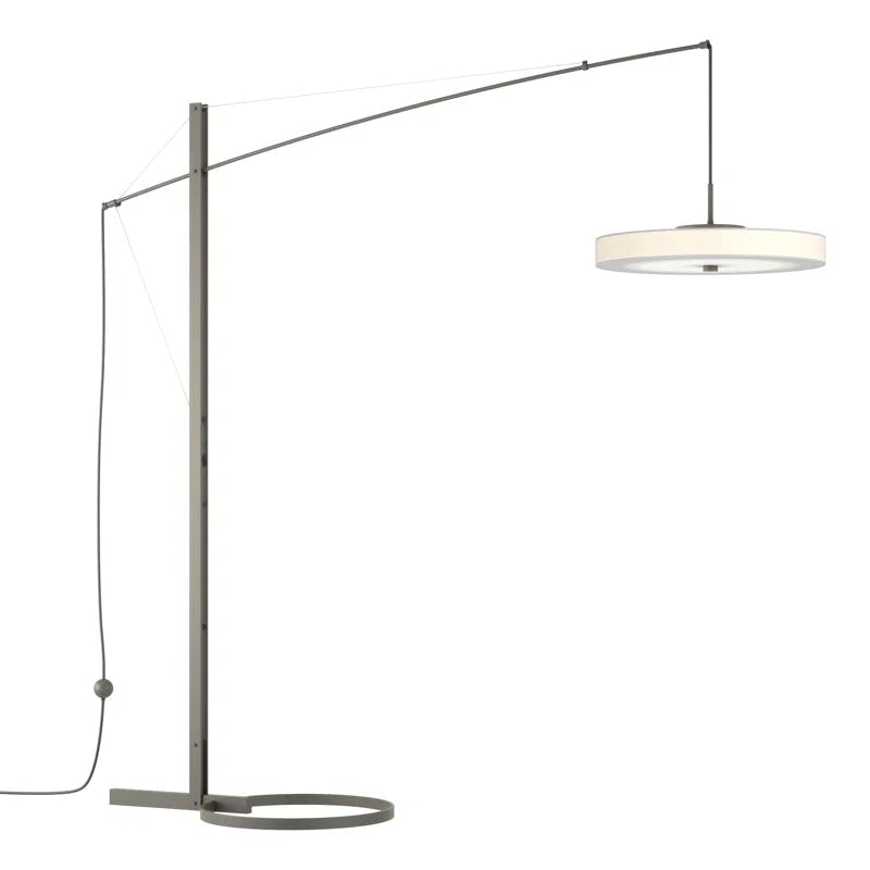 Disq Natural Iron Arc LED Floor Lamp with Spun Frost Shade