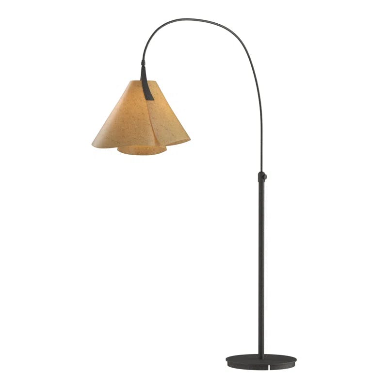 Mobius Arched Natural Iron Floor Lamp with Cork Shade