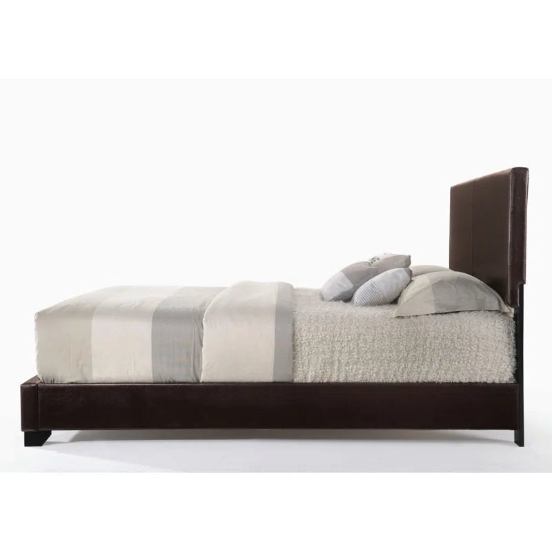 Luxurious King-Sized Brown Faux Leather Storage Bed with Upholstered Headboard