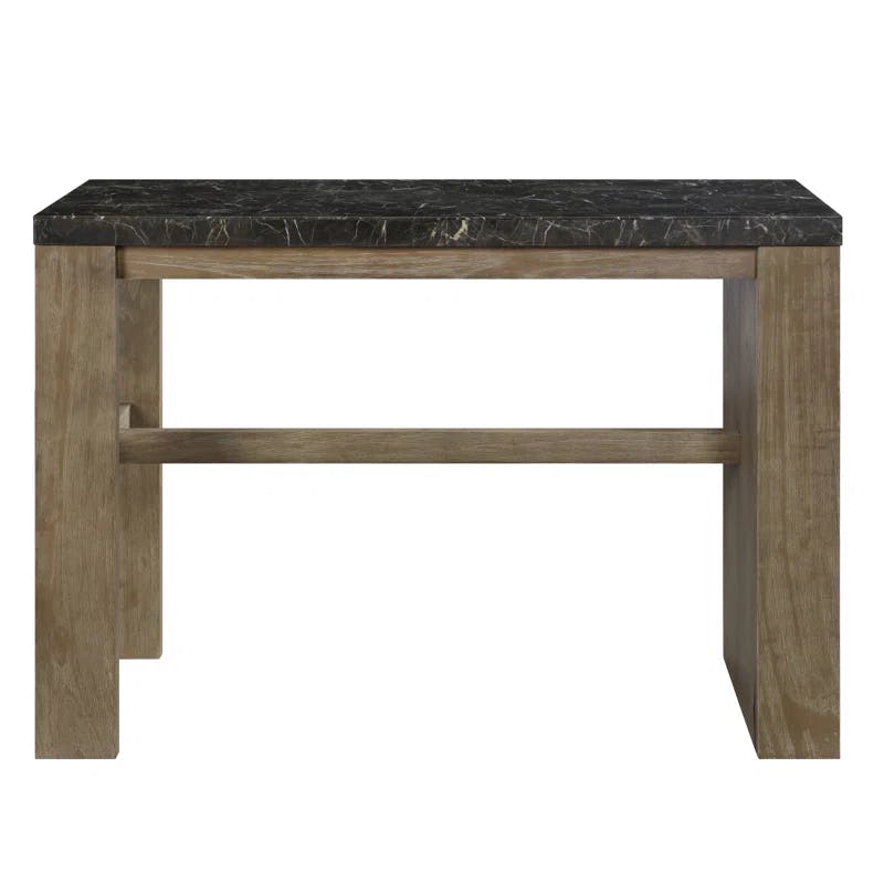 Transitional Oak and Marble 55'' Counter Height Dining Table