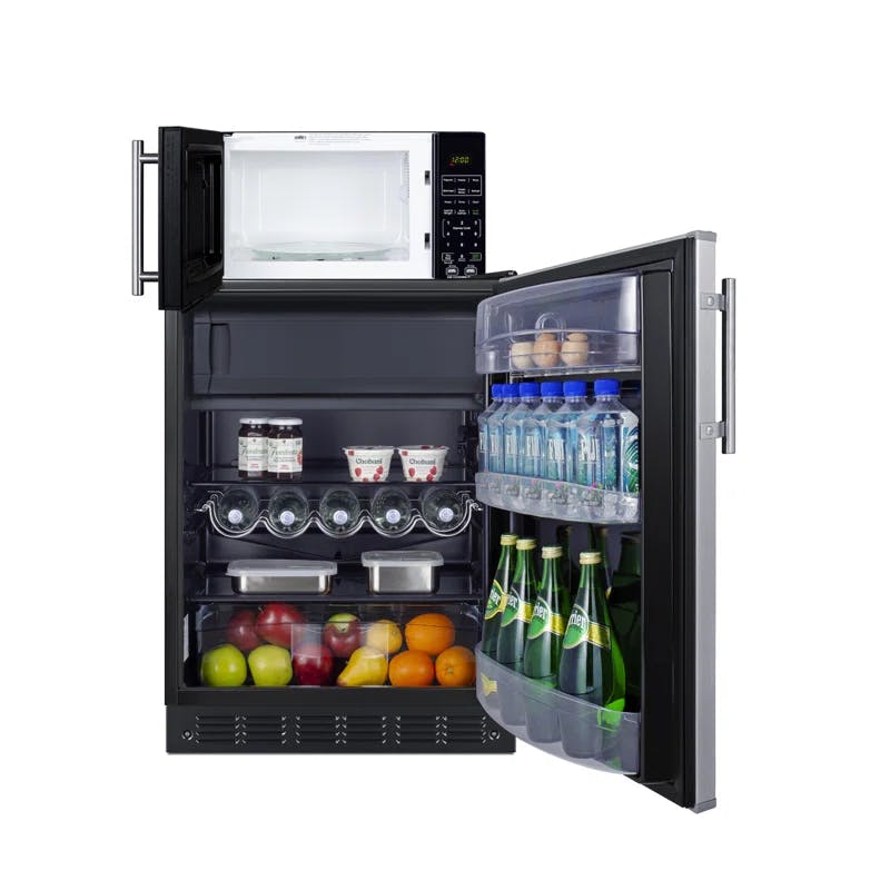 Smart 5 Cu. Ft. Silver Stainless Steel Undercounter Mini Refrigerator-Freezer with Glass Shelves