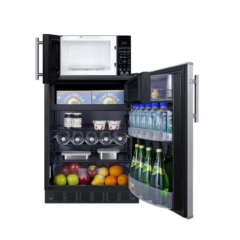 Smart 5 Cu. Ft. Silver Stainless Steel Undercounter Mini Refrigerator-Freezer with Glass Shelves