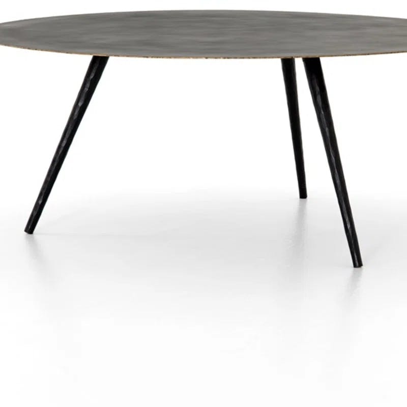 Element Collection 39" Round Black Metal Coffee Table