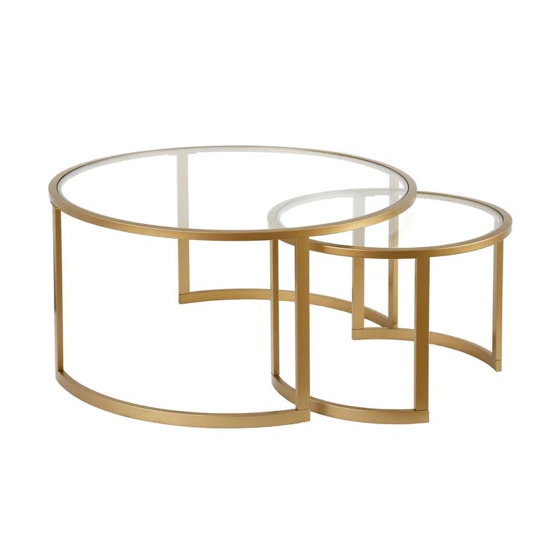 Elysian Brass & Glass 36" Round Nested Coffee Table Set
