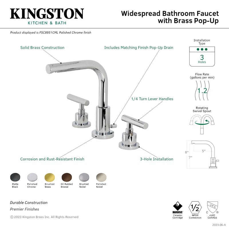 Manhattan Elegance Widespread Bathroom Faucet in Polished Nickel