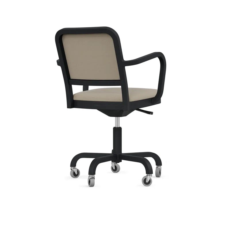 Modern Black Powder Coated Swivel Task Chair with Wool Blend Upholstery